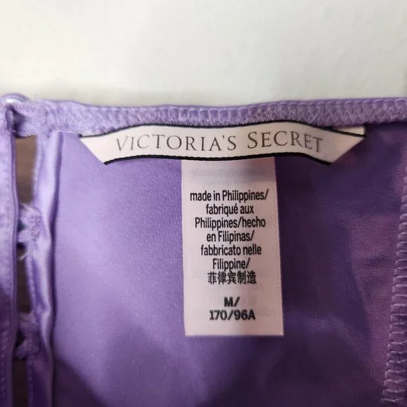 Victorias Secret Floral Embroidery Stretch Satin Romper Bodysuit Sexy Medium - Picture 7 of 10